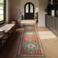 thumbnail image 2 of Alfombra Lahome Boho Tribal, lavable, 80 cm x 300 cm, óxido y verde azulado, 2 of 9