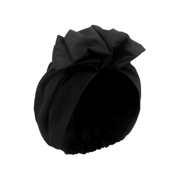 Vintage Turban Headwrap with Large Bow Elegant Soft Stretch Headscarf for Women - Black