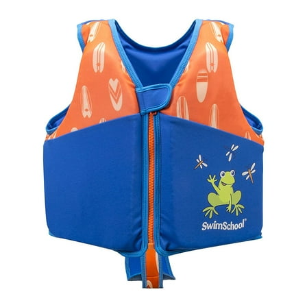 SwimSchool Small/Medium UPF Flex Foam Flotation Swim Trainer Vest, Blue/Orange