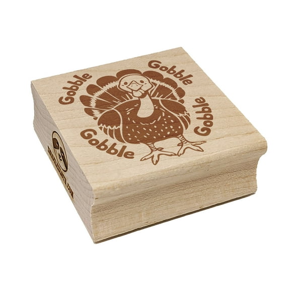 Cute Thanksgiving Turkey Gobble Square Rubber Stamp Stamping Scrapbooking Crafting - Small 1.25in