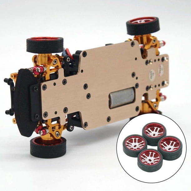 4 Neumáticos de goma para ruedas delanteras traseras RC Yotijar para K989 Truck Crawler Car Trucks Piezas de repuesto rojo