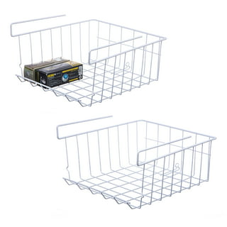Hanging Under Cabinet Shelf Basket (4 Pack) - HR014, White-4 Packs