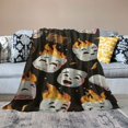 thumbnail image 2 of Shiartex   Cute S'Mores Blanket Marshmallow Cookie Blanket Black Soft Plush Fuzzy Flannel Throw Blanket for Couch Food Blanket for Kids White, 2 of 6