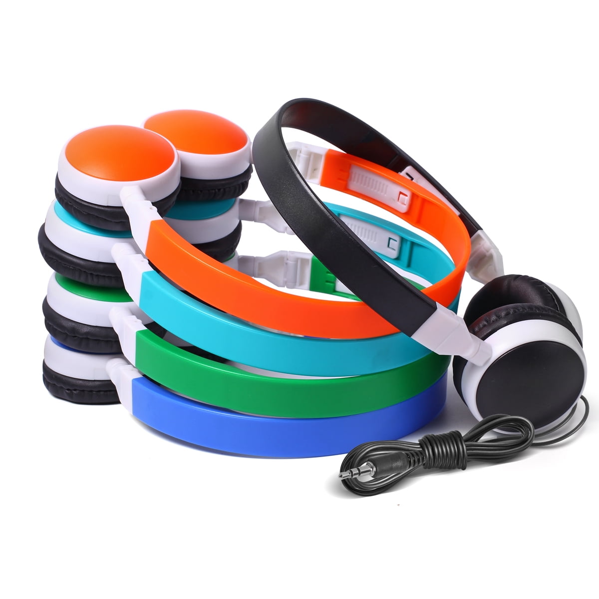 Keewonda Bulk 10 Pack Headphones Multi Color On Ear Wired for School