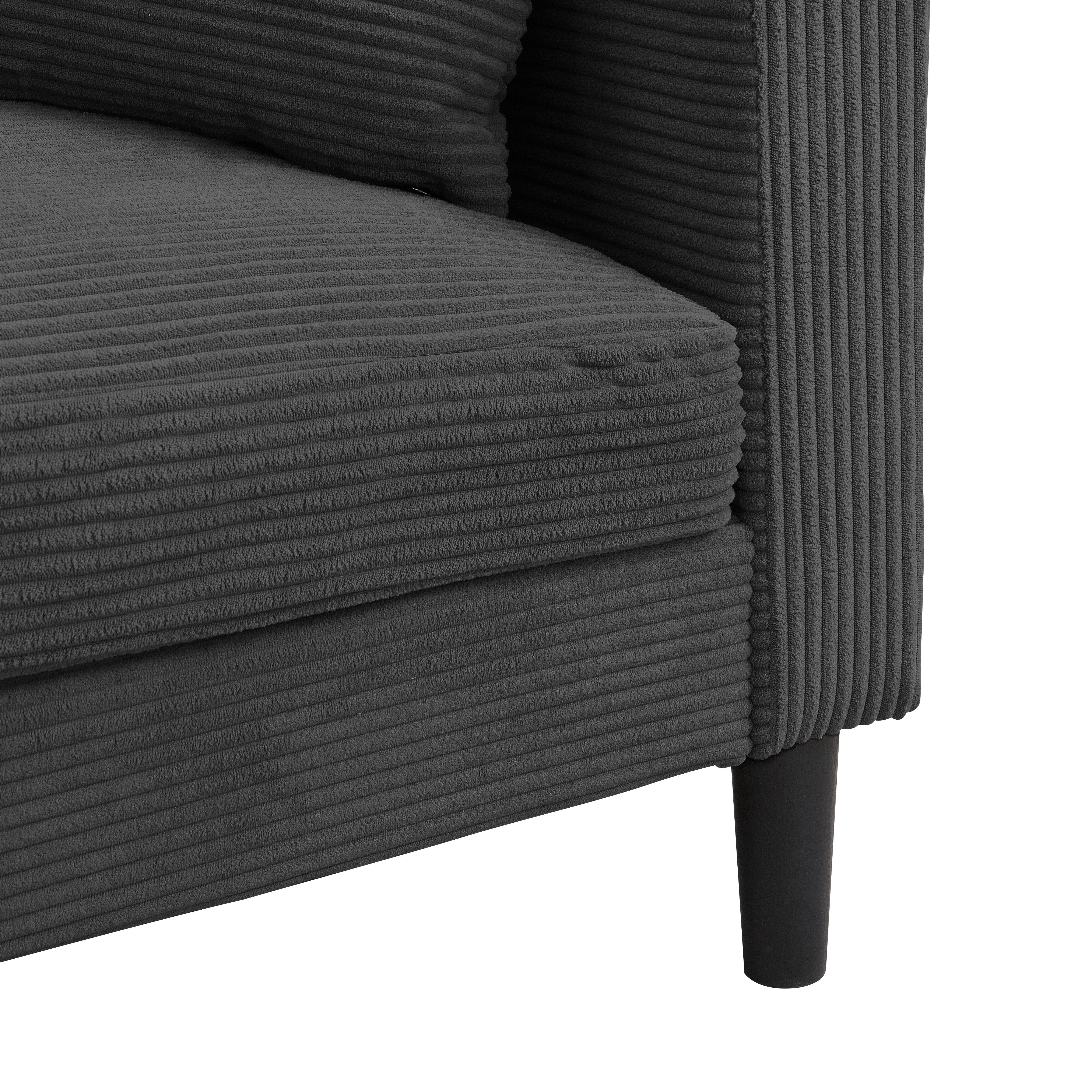 Aukfa Corduroy 2-Seater Loveseat Sofa, 57"W x 27.6"D, Small Space Friendy, Black