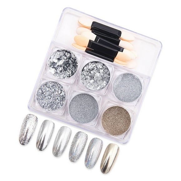 Graflsoa "Ultra-Fine Chrome Nail Powder Kit with 6 Colors & 8 Brushes – Perfect for Stunning Holiday Nail Art"