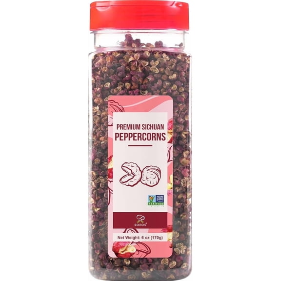 Soeos Red Sichuan Peppercorns 6 oz (170g) – Whole Szechuan Spice for Mapo Tofu, Hot Pot & Numbing Sauce, Authentic Tingly Grade A