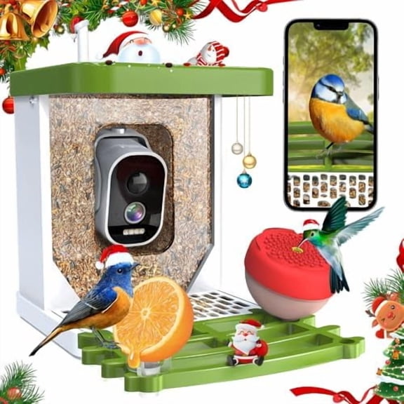 Smart Bird Feeder with Camera,2.5K HD Bird Watching Camera with AI Identify,Auto Capture Birds Videos & Detection,Solar Powered Wireless Birdhouse Cameras for Outdoors,Ideal Gift for Family,Friends