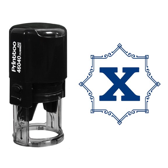 Printtoo Office Stationary Octagon Celtic Swirl Frame X Alphabet Monogram Initial R-40 Self Inking Rubber Stamp