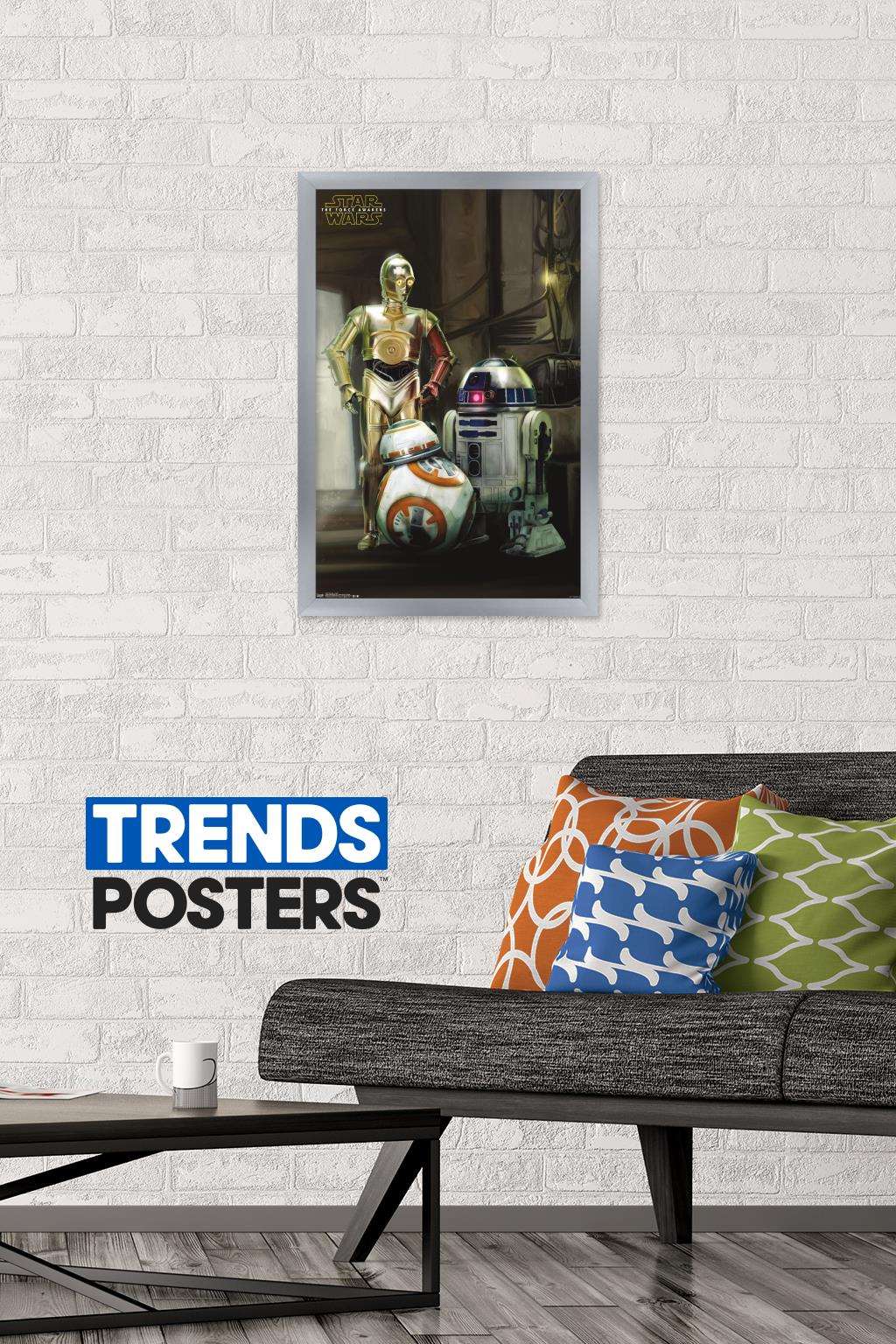 Star Wars: The Force Awakens - Droids Wall Poster, 14.725" x 22.375", Framed