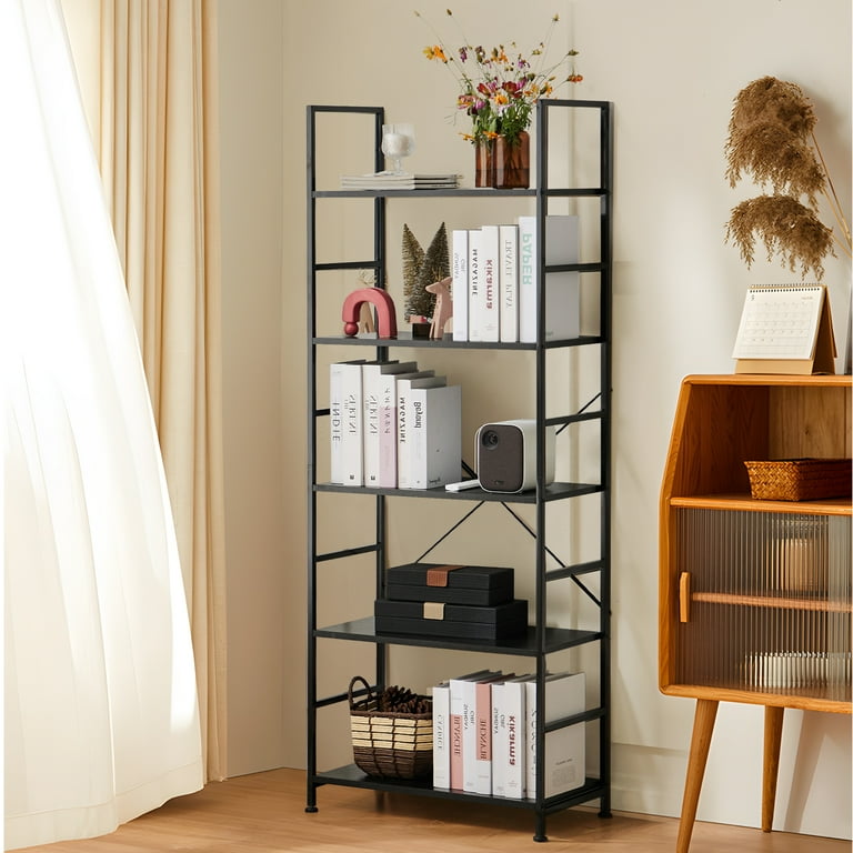 GIANNA 5 Tier Bookshelf, Tall Bookcase Shelf Storage Organizer