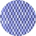 thumbnail image 1 of Ahgly Company Machine Washable Indoor Round Checkered Blue Modern Area Rugs, 3' Round, 1 of 4