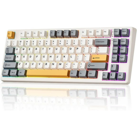 Wireless Mechanical Keyboard,Bluetooth/2.4GHz/USB-C,Custom Hot Swappable,RGB Backlight,for Gaming/Typing/Windows/Mac/PC (Retro Beige)