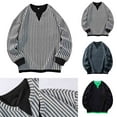 thumbnail image 5 of Yangnuo Mens Fashion Striped V-Neck Comfy Sweatshirts Men Solid-Color Fashionable Sports Loose Drawstring Pocket Long Sleeve Hoodless Sweatshirts, 5 of 5