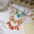thumbnail image 5 of NICKSUN Dopamine Contrast Color Braided Rope Necklace, Gradient Glazed Fish Starfish Seashell Multi-Charm Choker, Bohemian Beach Vacation Statement Neck Jewelry, 5 of 6