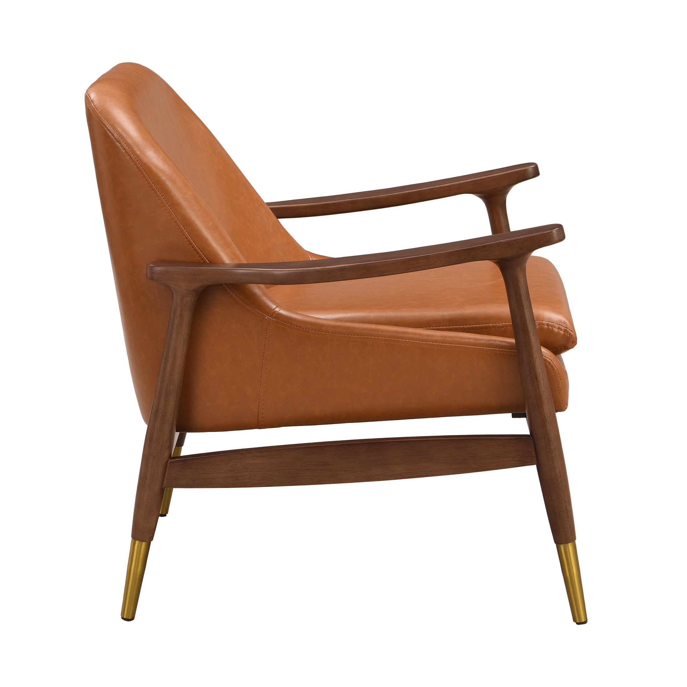 Christopher Knight Home Modern PU Leather and Rubberwood Lounge Arm Chair with Brass-Tipped Feet