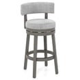 thumbnail image 1 of Gymax Upholstered Swivel Bar Stool Wooden Bar Height Kitchen Chair w/ Back Grey, 1 of 8