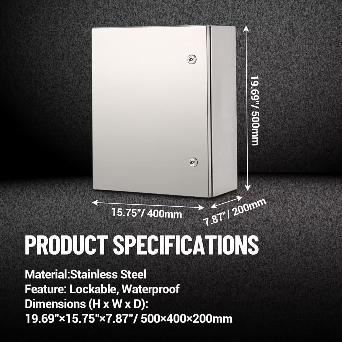 Stainless Steel Enclosure 20"x16"x8", IP65 Waterproof Electrical Box, Outdoor/Indoor Electrical Junction Box with Mounting Plate & Wall Bracket