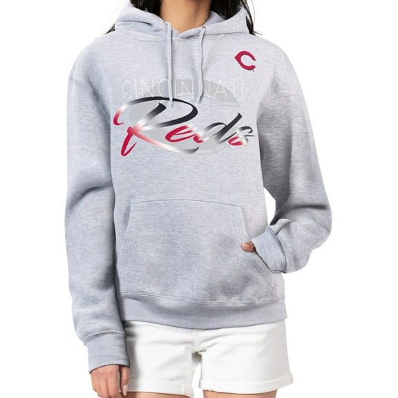 Women's G-III 4Her by Carl Banks Heather Gray Cincinnati Reds Shadow Logo Graphic Pullover Hoodie