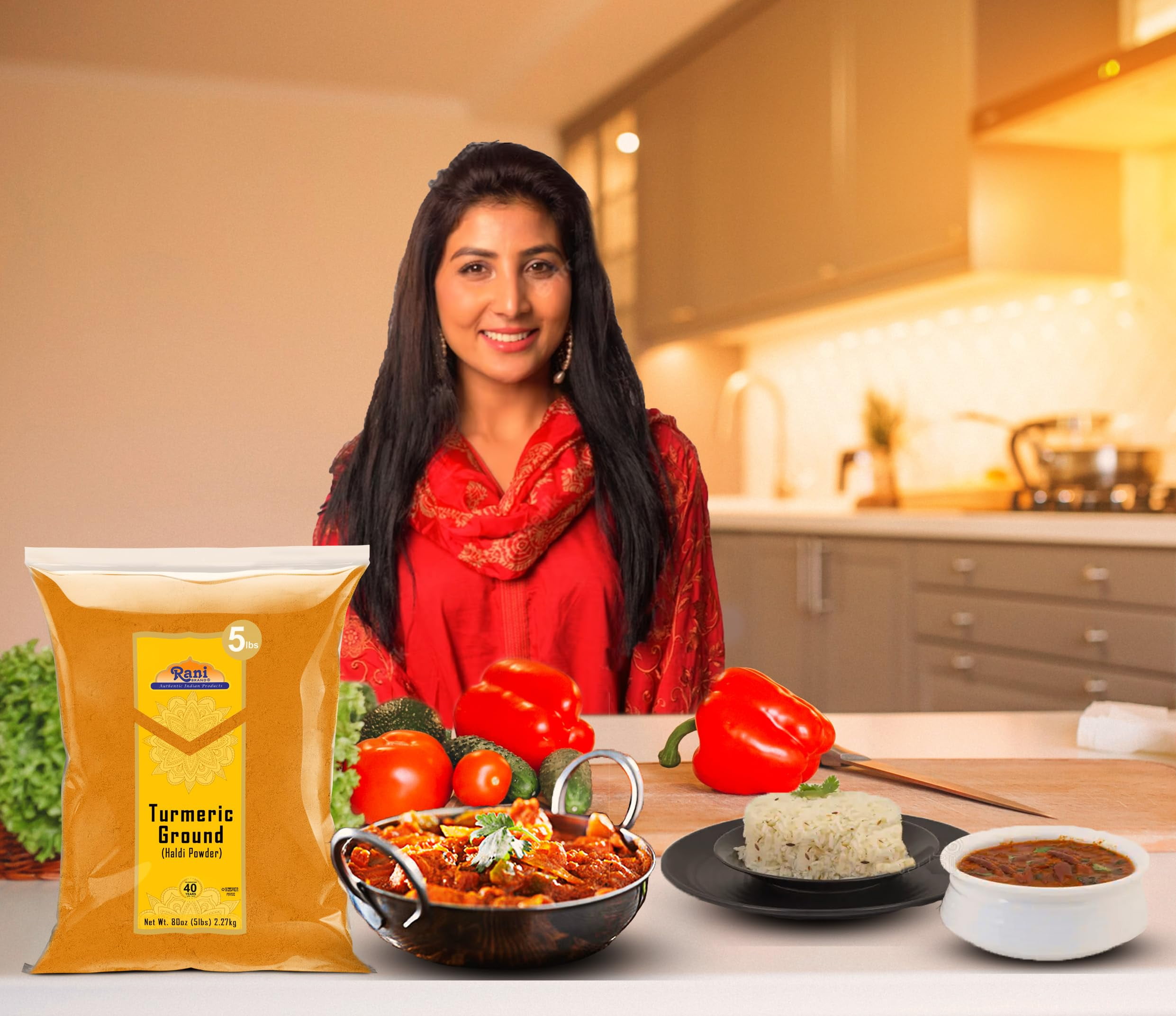 Rani Turmeric Root Powder Spice, Haldi (High Curcumin Content) 80oz (5lbs) 2.27kg Bulk ~ All Natural | 100% Pure, Salt Free | Vegan | Gluten Friendly | NON-GMO | Kosher | Indian Origin