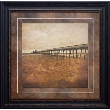 North American Art N1818 30 x 30 in. Vintage Pier II Framed Beach Landscape Art