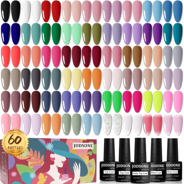 Set de esmaltes de uñas en gel JODSONE, 60 unidades, con base y capa superior, 5 ml