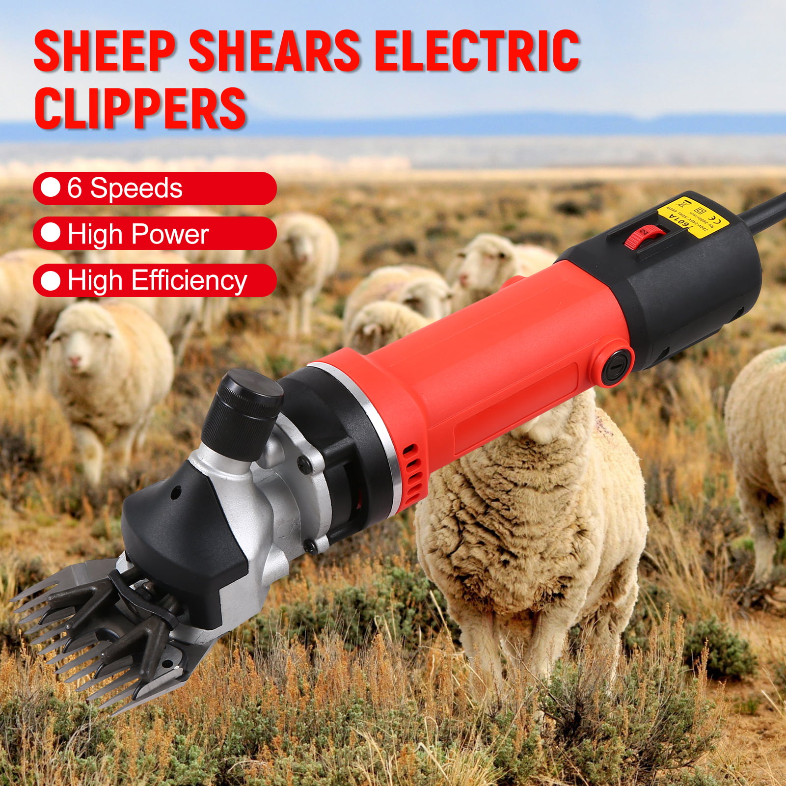 Carevas 680W Electric Sheep Shears and 6-Speed Professional Sheep Shears,  Suitable for Shearing the Hair of Sheep, Goats, Cows, Farm Animals, Pets  and