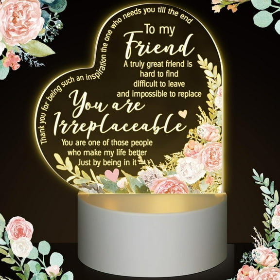 Acrylic Night Light Friend Gifts for Women Birthday Gifts for Her Friendship for BFF Teen Girls Besties Sister Coloured Flower Lamp with Warm Colors LED Lamp Base(Elegant Flower)