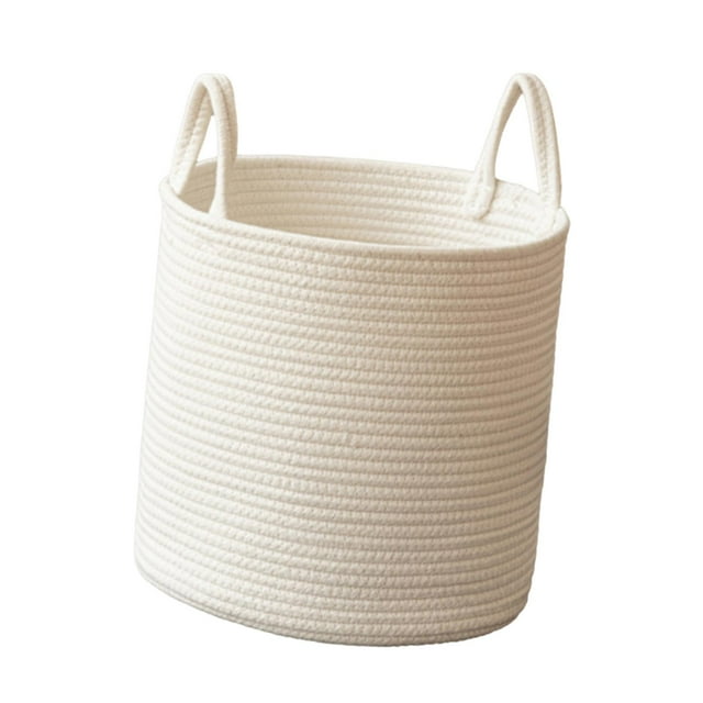 Woven Rope Storage Basket with Easy Carry Handles Bathroom Woven Laundry Basket M