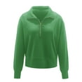 thumbnail image 4 of Charmgo Womens Tops Clearance, Women Half Zip Cropped Sweatshirt Casual Fleece Quarter Zip Up Rib Knit Pullover 2024 Fall Clothes Sweatshirt for Women, Hoodies for Women Green, 4 of 7
