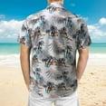 thumbnail image 3 of KTMKH Mens Spring Summer Casual Hawaiian Beach Tropical Button Up Printed Short Sleeve Shirt, 3 of 8