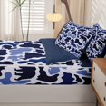 thumbnail image 5 of Manfei Jungle Animal Zipper Full Size Comforter Sets with Fitted Sheet and 2 Pillowcases,Vintage Camouflage Zipper Bedding Set,Blue Black,Navy Blue Reversible,4pcs, 5 of 8