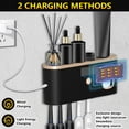 thumbnail image 2 of Rirool Wall Mount Toothbrush Holder with Toothpaste Dispenser - 5 Brush Slots, No Drill Installation, Solar/USB Charging, UV Sterilizer for Bathroom Organization, Black, 2 of 7