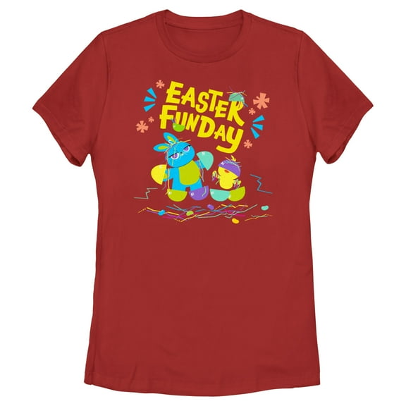Women's Toy Story 4 Ducky and Bunny Easter Funday  Graphic Tee Red 2X Large