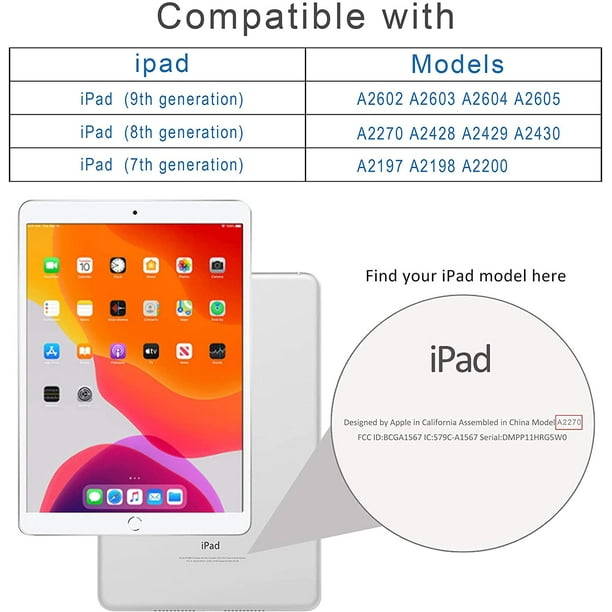 FINTIE Coque Compatible avec iPad 9e 2021 / 8e 2020 / 7e 2019 10.2 -  [Rangement de Pencil] Housse de Protection Mince Etui Arrière en TPU
