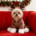 thumbnail image 5 of Christmas Reindeer Outfit Dog Hoodies Winter Sweatshirt Pet Apparel Dresses Cute Cartoon Elk Clothes Soft Outfits, 5 of 7