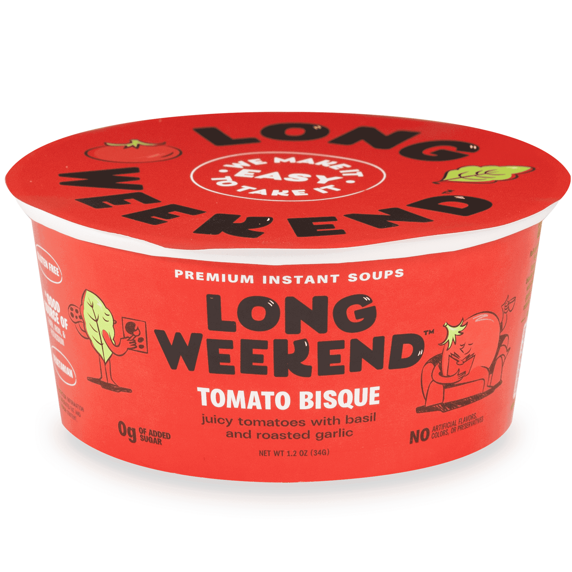 Long Weekend Premium Instant Freeze Dried Tomato Bisque Soup, 6 Pack