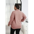 thumbnail image 5 of Gleelaud Plus Size Women Waffle Knit Fall Tops Button Down Polo Shirts Long Sleeve V Neck Loose Fit Tunic Pink, 5 of 5