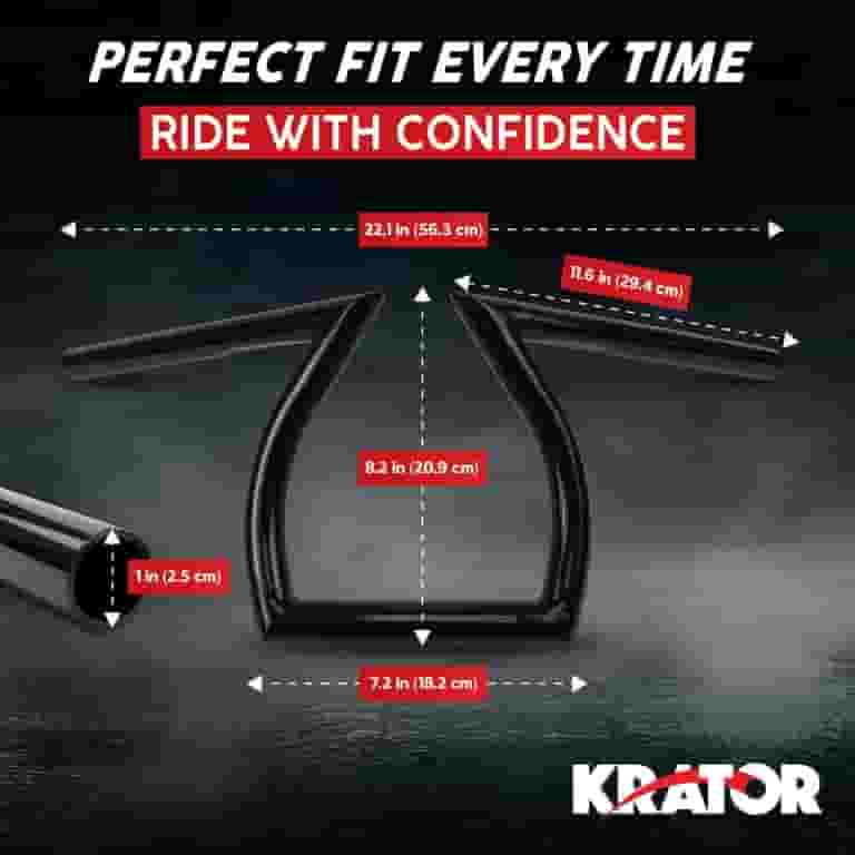 Krator Motorcycle Black Z-Bar Handlebar Inch Compatible with