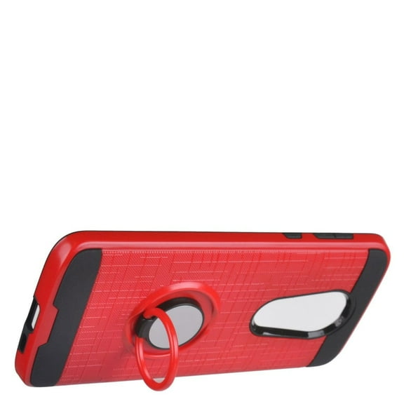 GSA Brushed Case w/Ring for Motorola Moto G7 Power & Supra - Red/Black