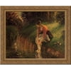 Young Woman Bathing Her Feet (also known as The Foot Bath) 24x20 Gold Ornate Wood Framed Canvas Art by Pissarro, Camille