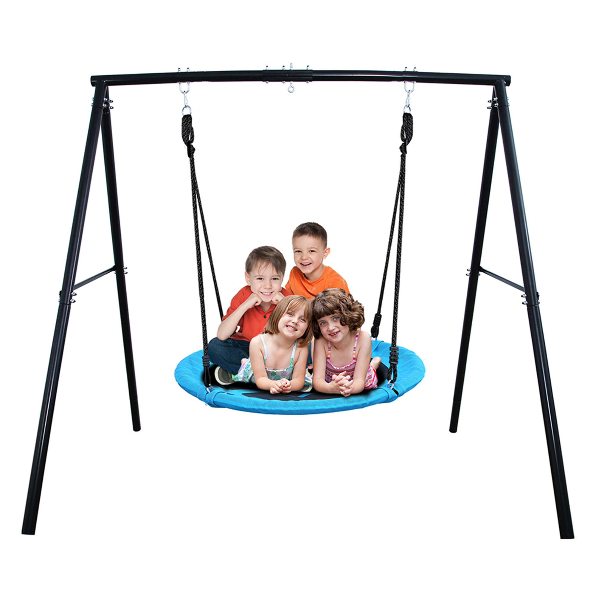KLOKICK Metal Swing Set with 40" PVC Coated Tree Saucer Swing 71"Heavy