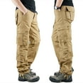 thumbnail image 6 of BKQCNKM Cargo Pants For Men Sweatpants For Men Multi Pocket Cargo Pants Men'sCasual Pants Outdoor Wear Plus Size Loose Straight Leg 8 Bag Pants Hiking Pants Men Khaki 29, 6 of 9