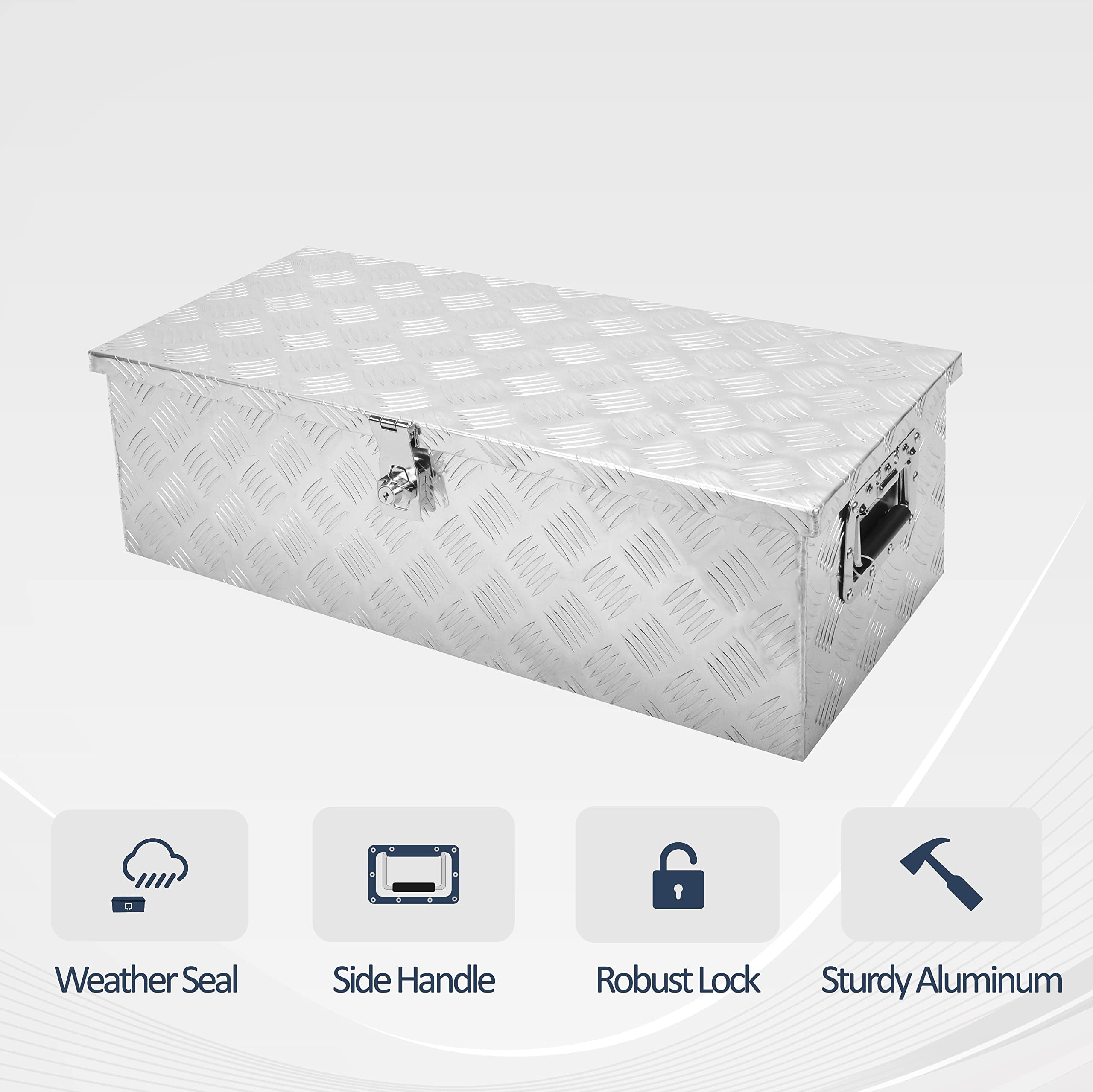 BATONECO Durable Tool Boxes and Organizers, Aluminum Silver, 30" x 13" x 10"