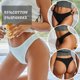 thumbnail image 4 of Tangas de algodón para mujer, ropa interior Sexy, bragas de tiro bajo, lencería suave transpirable, calzoncillos de Color sólido, 3 piezas por juego, 4 of 5