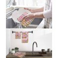 thumbnail image 5 of Happy Eatser Kitchen Dish Towels for Drying Dishes Set of 4, Cute Bunny Colorful Eggs Rustic Flower Plants Pink Waffle Weave Microfiber Hand Tea Bathroom Towels Quick Dry & Absorbent Towel 12x12, 5 of 7