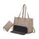 thumbnail image 2 of Bolsa de para mujer bolso de computadora acolchado para viajes de oficina de collage casual Caqui, 2 of 8