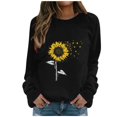 thumbnail image 1 of HKEJIAOI Chandail Graphique Tournesol Femme Manches Longues T-Shirt Décontracté Col Rond chandail Ample, c-Noir TG, 1 of 4