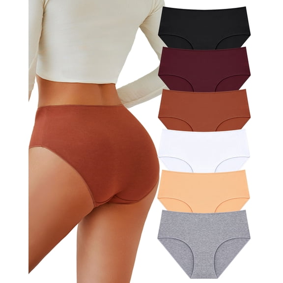 IF YOU Cotton Underwear for Women High Waisted Full Coverage Soft Briefs Plus Size Women's Panties S-XXL 6 Pack