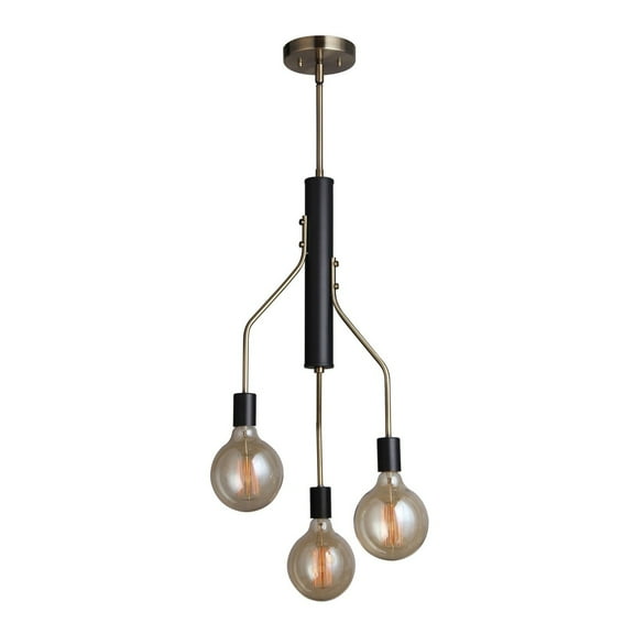 Woodbridge Lighting Bentley 3-Light G125 Metal Chandelier in Brass/Black